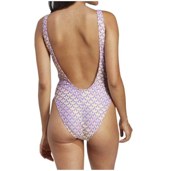 adidas - Women's Originals Monogram 3-Stripes Swimsuit 14 - Picture 5 of 6